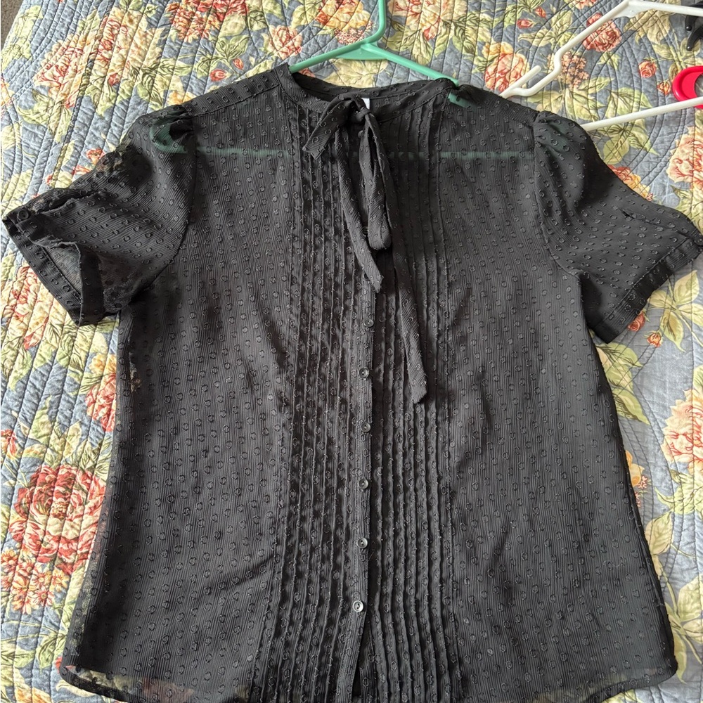 Gap Black Blouse with Tie Neck